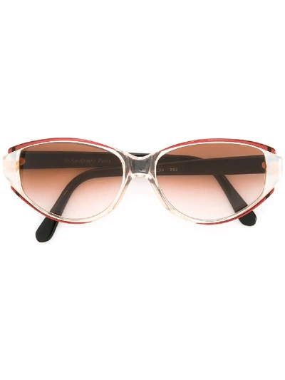 Pre-owned Saint Laurent Oval Frame Sunglasses In Red