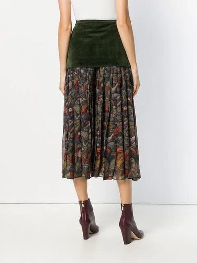 Pre-owned Versace Floral Pleated Midi Skirt In Green