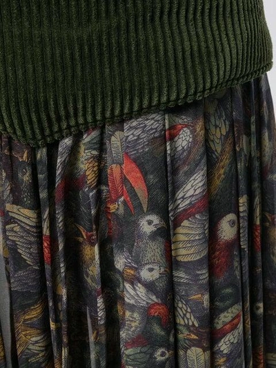 Pre-owned Versace Floral Pleated Midi Skirt In Green