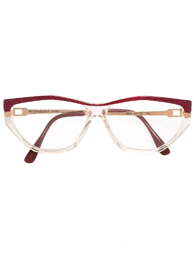 Pre-owned Saint Laurent Transparent Optical Glasses In Red