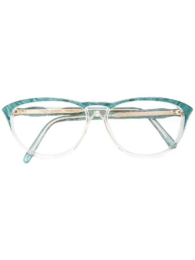 Pre-owned Saint Laurent Marbled Optical Glasses In Green