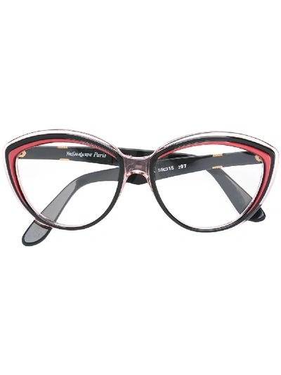 Pre-owned Saint Laurent Cat Eye Optical Glasses In Red