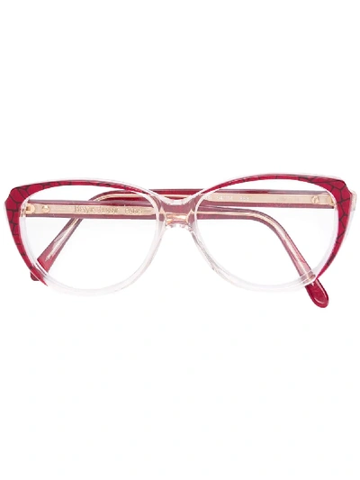 Pre-owned Saint Laurent Geometric Optical Glasses In Red