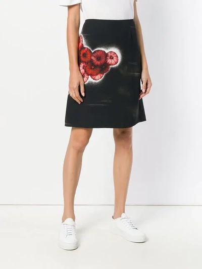 Pre-owned Prada Floral Print Mini Skirt In Black