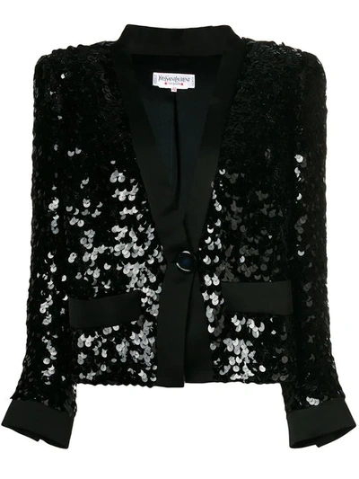 Pre-owned Saint Laurent Sequinned Jacket In Black