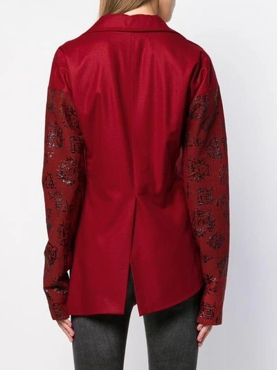 Pre-owned Romeo Gigli Vintage Embroidered-sleeve Jacket In Red