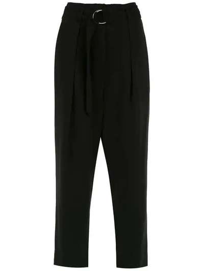 Shop Andrea Marques Belted Cropped Trousers - Black