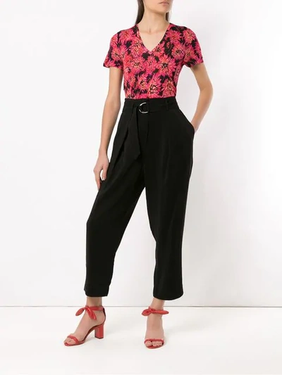 Shop Andrea Marques Belted Cropped Trousers - Black