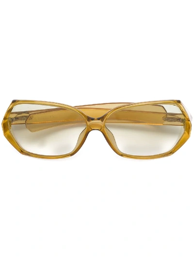 Pre-owned Dior 1960s Oversized Sunglasses In Yellow