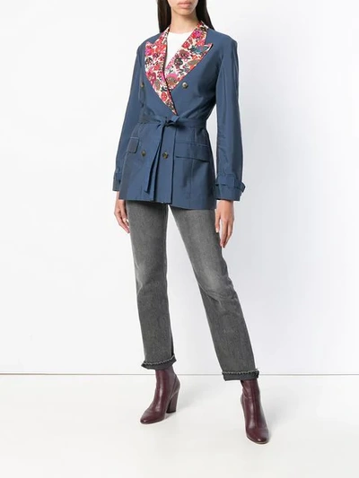 Pre-owned Jean Paul Gaultier Vintage Floral Detail Tied Blazer In Blue