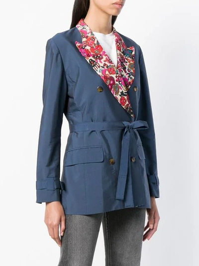 Pre-owned Jean Paul Gaultier Vintage Floral Detail Tied Blazer In Blue
