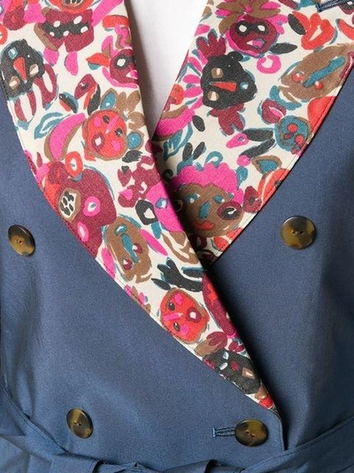 Pre-owned Jean Paul Gaultier Vintage Floral Detail Tied Blazer In Blue