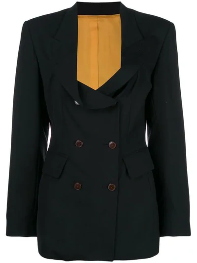 Pre-owned Jean Paul Gaultier Vintage Scoop Neck Double-breasted Jacket In Black