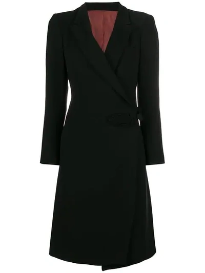 Pre-owned Jean Paul Gaultier Vintage Wrap Midi Coat In Black