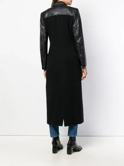 Pre-owned Jean Paul Gaultier Vintage Faux Leather Long Coat In Black