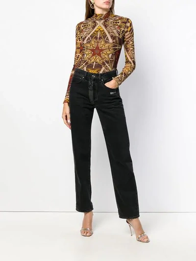 Pre-owned Jean Paul Gaultier Vintage Star Print Turtleneck Top In Brown