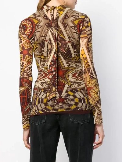Pre-owned Jean Paul Gaultier Vintage Star Print Turtleneck Top In Brown