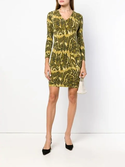 Pre-owned Jean Paul Gaultier Vintage V-neck Animal Print Dress In Green
