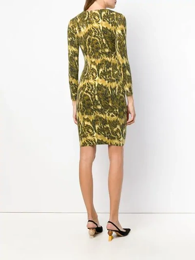 Pre-owned Jean Paul Gaultier Vintage V-neck Animal Print Dress In Green