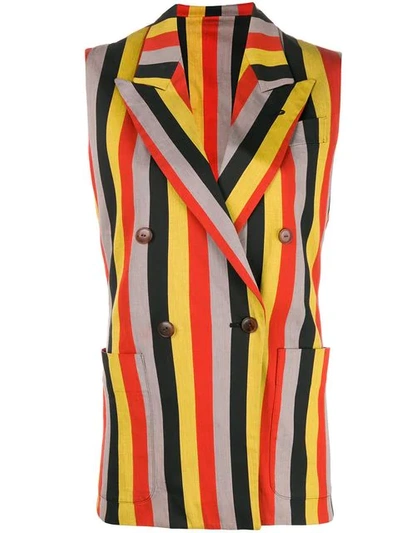 Pre-owned Jean Paul Gaultier Vintage Striped Double-breasted Waistcoat In Yellow
