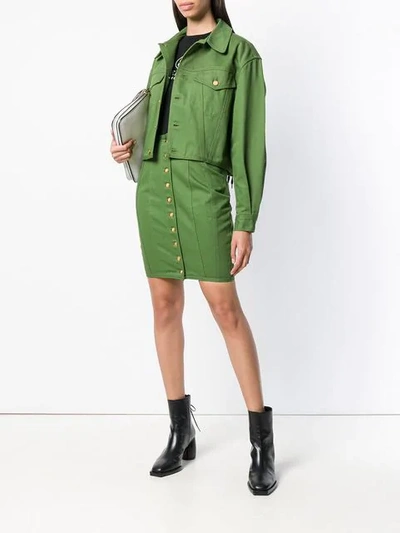 Pre-owned Jean Paul Gaultier Vintage Lace-up Detailing Pencil Skirt In Green