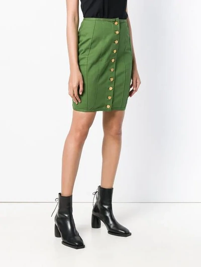 Pre-owned Jean Paul Gaultier Vintage Lace-up Detailing Pencil Skirt In Green