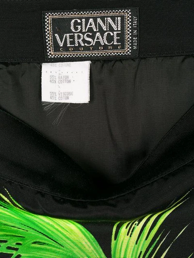 Pre-owned Versace Florida Print Envelope Skirt In Black