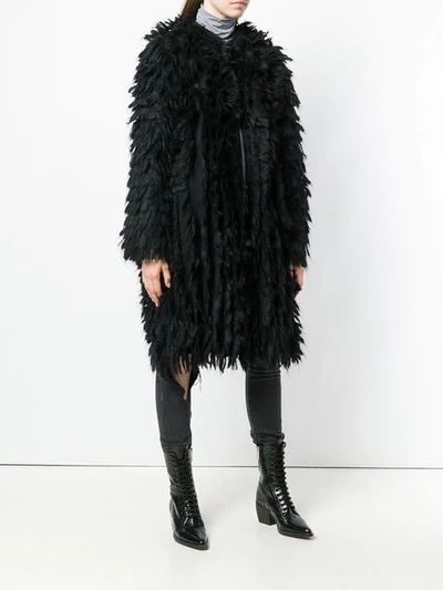 Shop Missoni Fur Midi Coat In Black