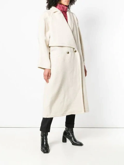 Pre-owned Versace Asymmetric Lapels Long Coat In White