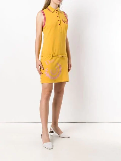 Pre-owned Dior Sleeveless Belted Polo Dress In Yellow