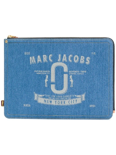 Shop Marc Jacobs Faded Logo 13" Computer Case - Blue