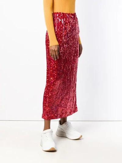 Pre-owned Comme Des Garçons 1999 Sequin Mid Skirt In Red