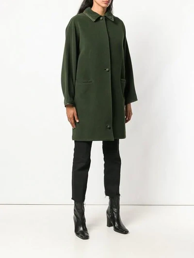 Pre-owned Versace 1980's Straight Midi Coat In Green