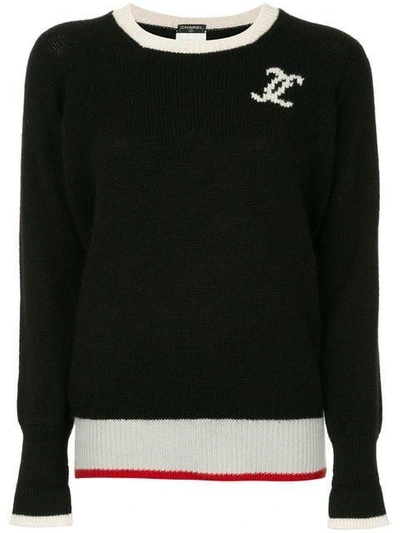 Pre-owned Chanel Cashmere Long Sleeve Top In Black, Gray, Red Etc