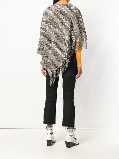 Pre-owned Missoni 2000's Asymmetric Fringed Poncho In Grey