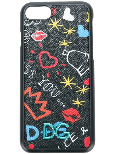 Shop Dolce & Gabbana Graffiti Print Iphone 7/8 Case - Black