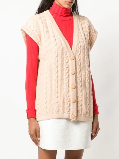 Pre-owned Courrèges 1980's Buttoned Loose Vest In Neutrals