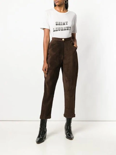 Pre-owned Chanel 1990's Tapered Cropped Trousers In Brown