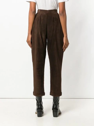 Pre-owned Chanel 1990's Tapered Cropped Trousers In Brown