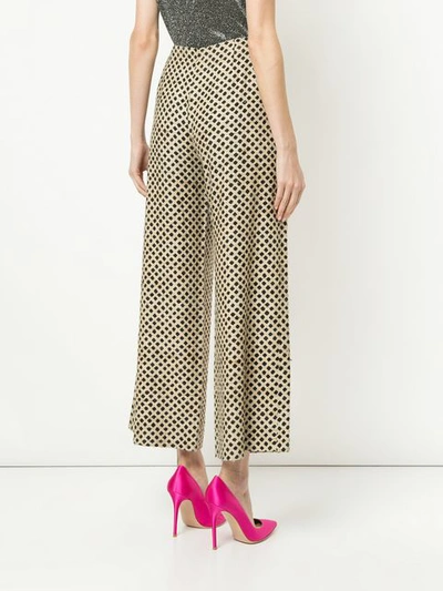 Shop Saint Laurent Yves  Vintage Geometric Pattern Cropped Trousers - Neutrals