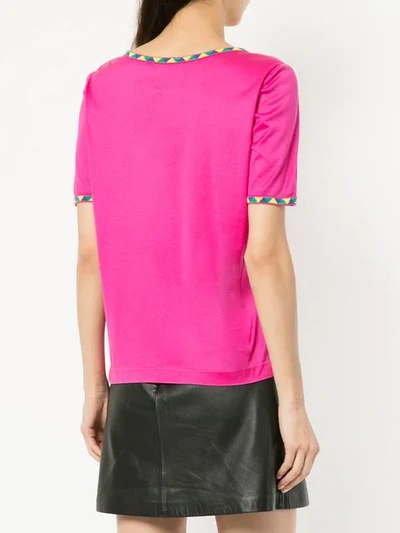 Pre-owned Saint Laurent Logo Embroidered T-shirt In Pink