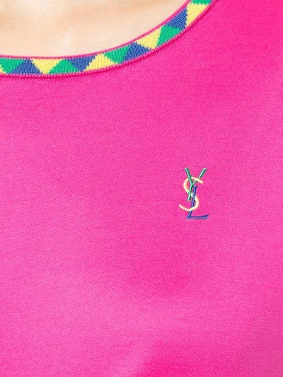 Pre-owned Saint Laurent Logo Embroidered T-shirt In Pink