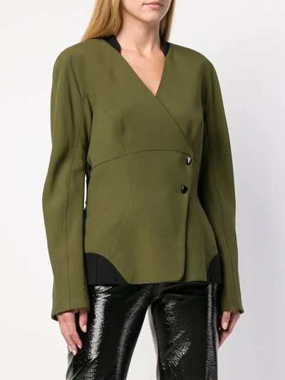 Pre-owned Mugler 1980's Off-centre Fitted Jacket In Green