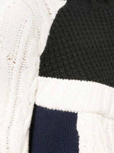 Shop Sacai Deconstructed Cable Knit Sweater - White