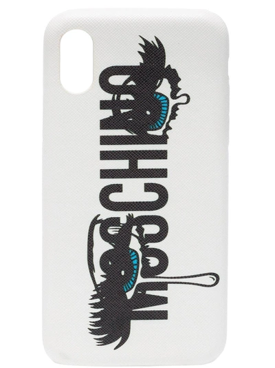 Shop Moschino Logo Eye Print Iphone X Case - White