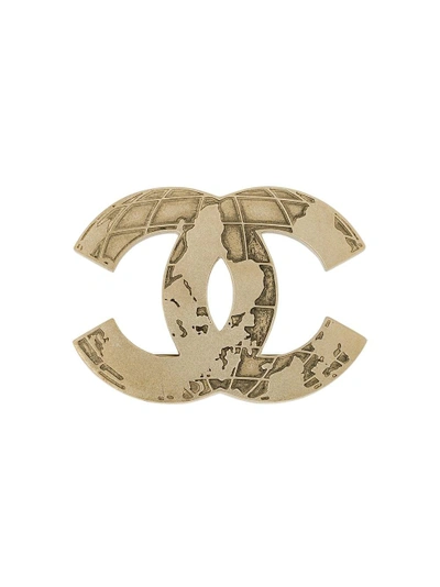 Pre-owned Chanel Vintage Logo Brooch - Metallic