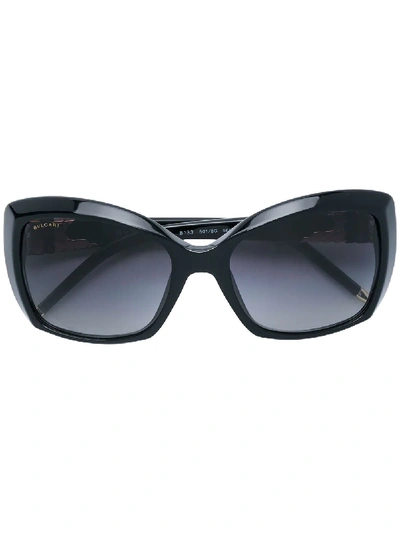 Shop Bulgari Vintage 1990's Embellished Square-frame Sunglasses In Black