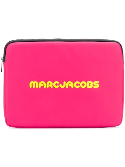 Shop Marc Jacobs Logo Print Laptop Case - Pink