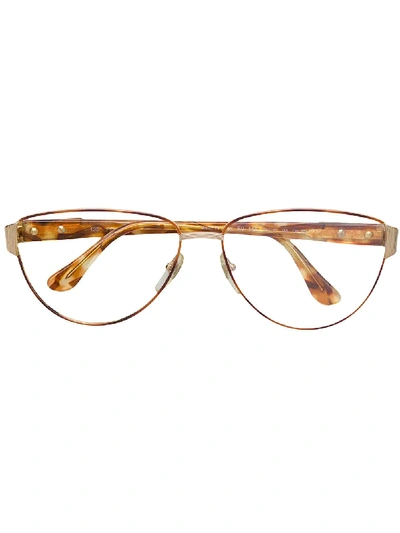 Shop Fendi 1970s Oval Frames Glasses In Metallic