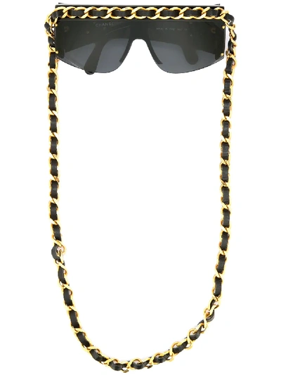 Pre-owned Chanel Cc Chain Trim Sunglasses In Black